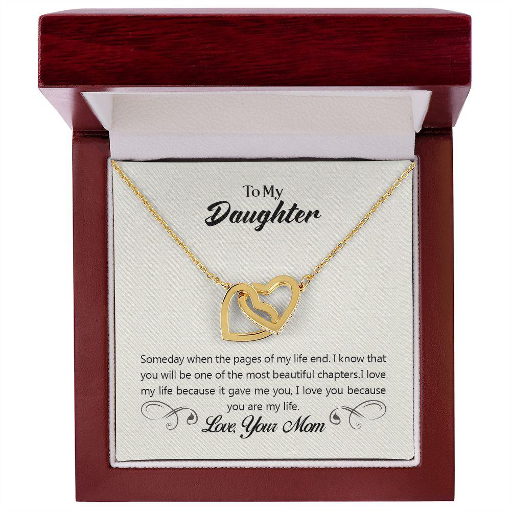 To My Daughter Pages of Life Interlocking Hearts Necklace - Mallard Moon Gift Shop