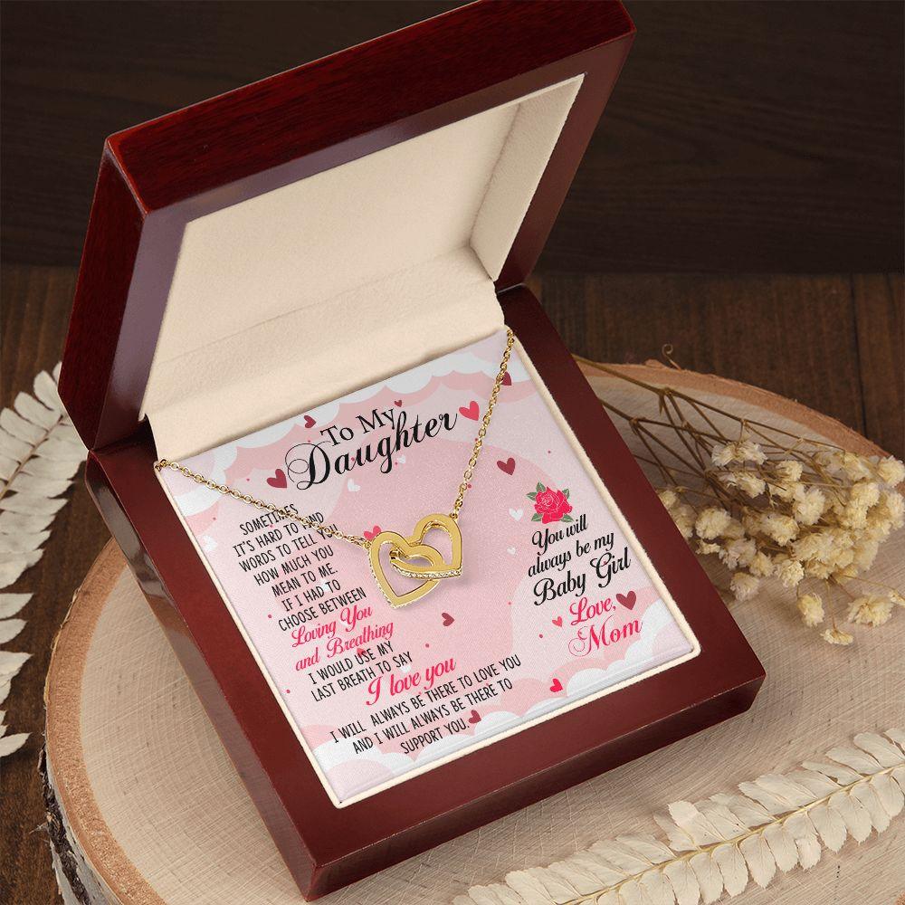 To my Daughter Always be My Baby Girl - Interlocking Hearts Necklace - Mallard Moon Gift Shop