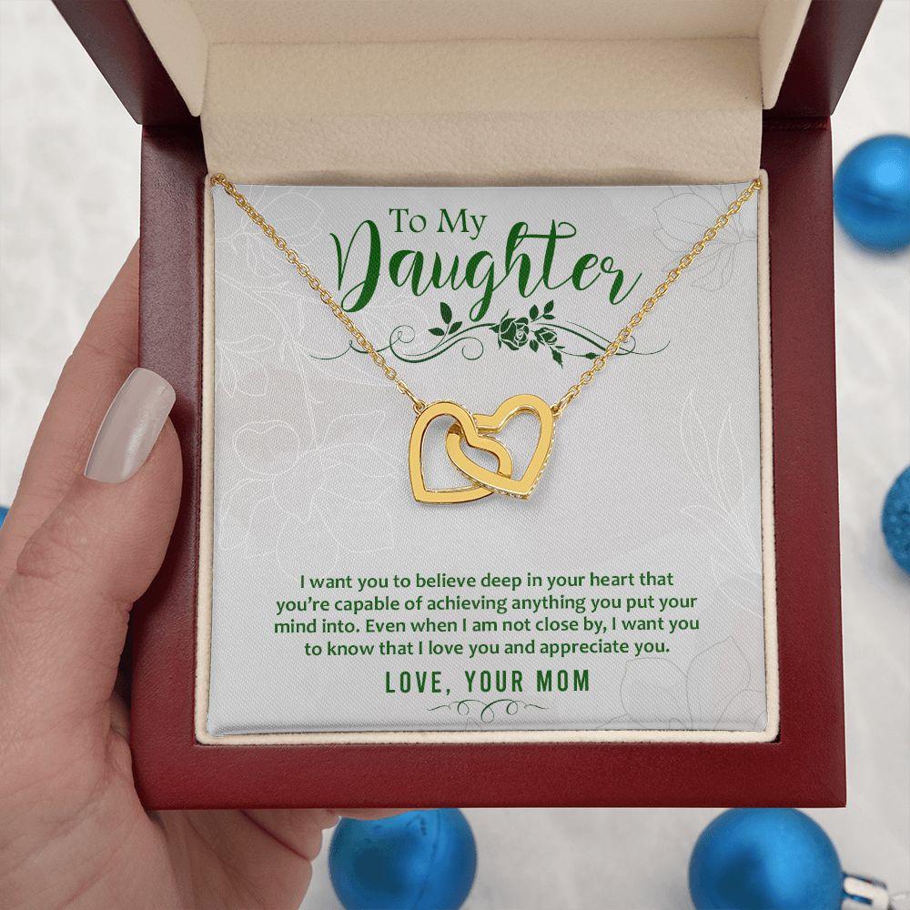 To My Daughter-I Want You to Believe Interlocking Hearts Necklace - Mallard Moon Gift Shop