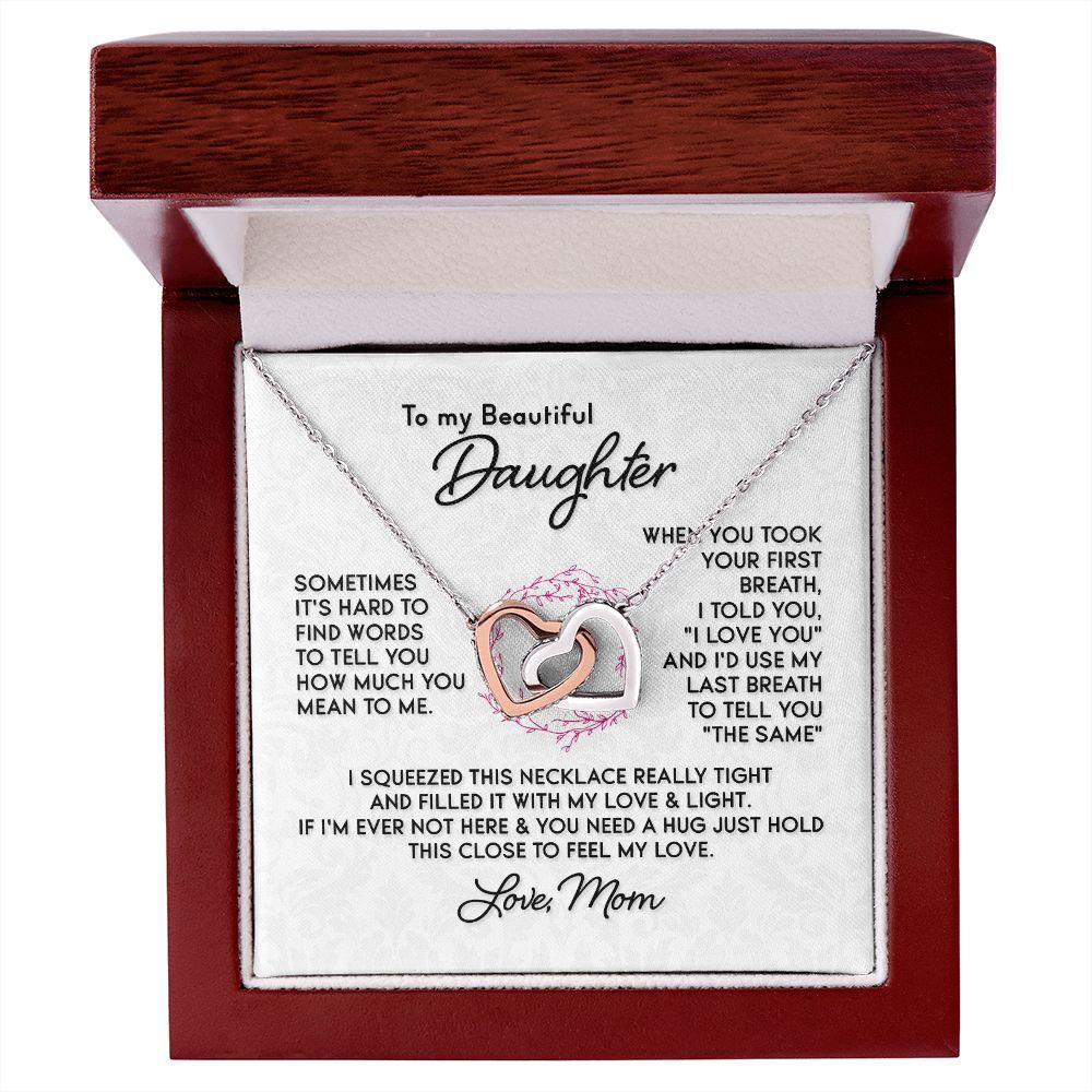 To My Beautiful Daughter Interlocking Hearts Necklace - Mallard Moon Gift Shop