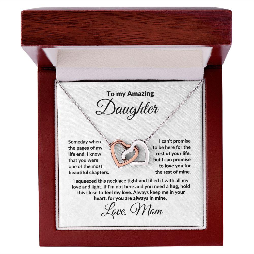 To My Amazing Daughter Interlocking Hearts Pendant Necklace with Personalized Message Card - Mallard Moon Gift Shop