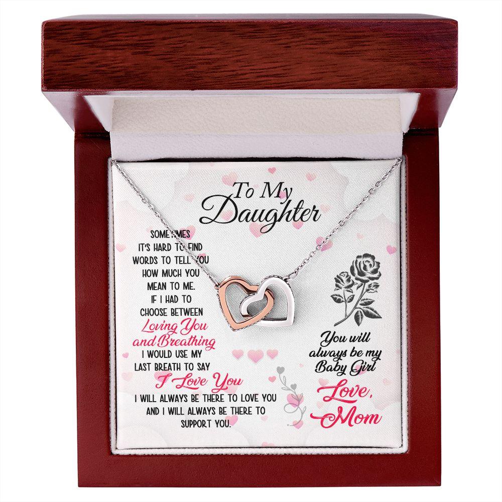 To My Daughter Loving and Breathing Interlocking Hearts Necklace - Mallard Moon Gift Shop