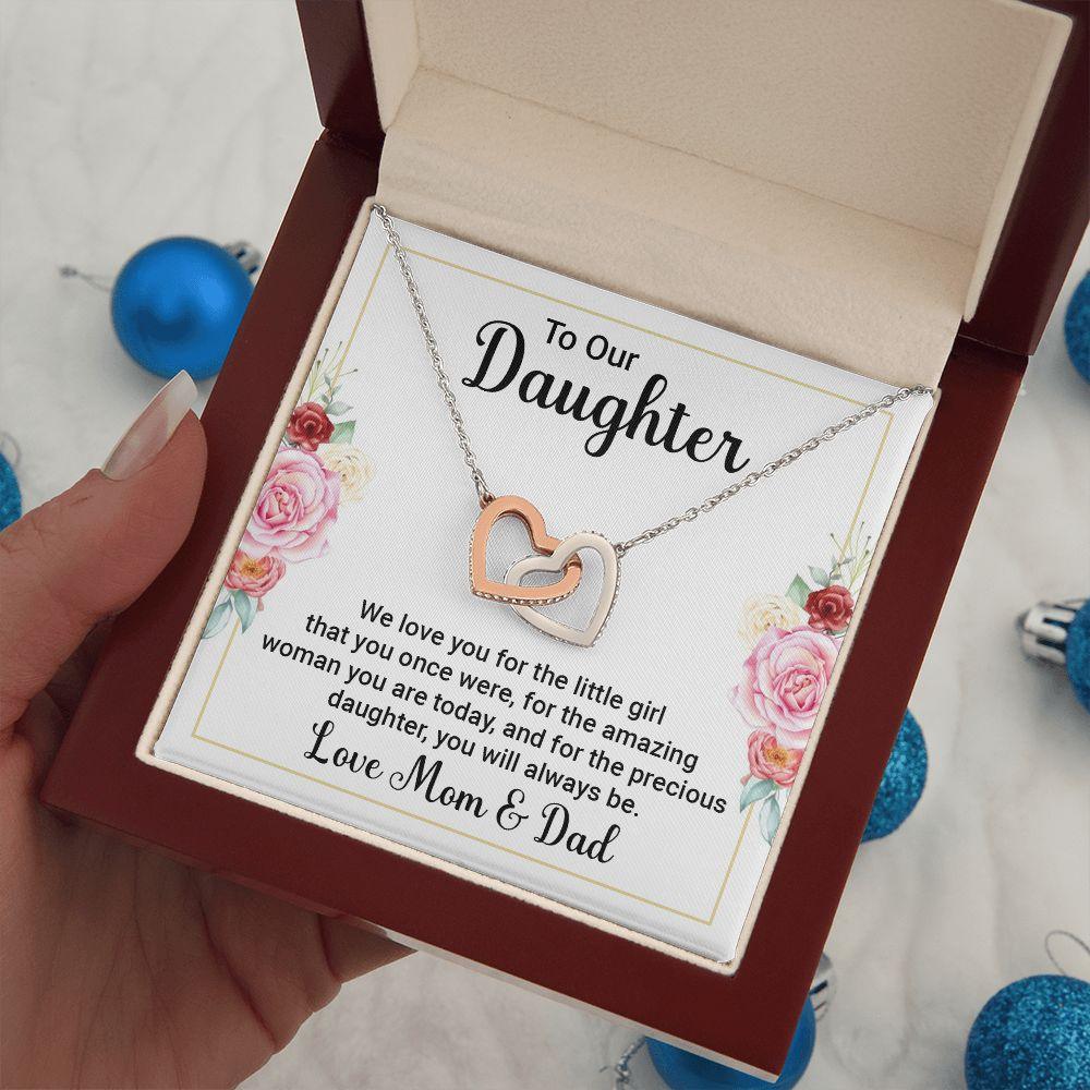 To Our Daughter, We Love You Interlocking Hearts Necklace - Mallard Moon Gift Shop