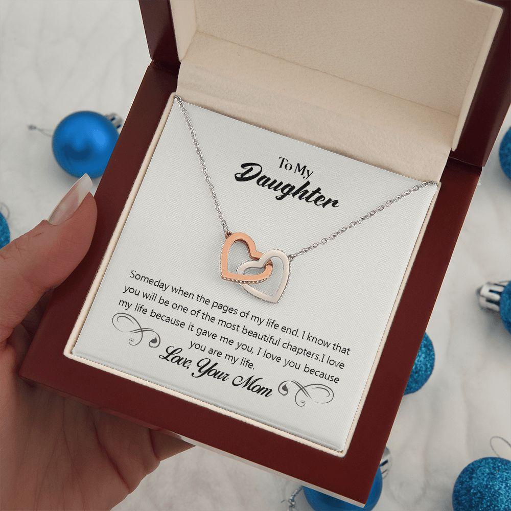 To My Daughter Pages of Life Interlocking Hearts Necklace - Mallard Moon Gift Shop