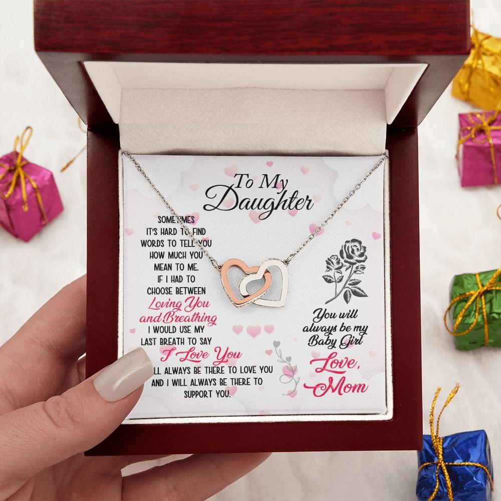 To My Daughter Loving and Breathing Interlocking Hearts Necklace - Mallard Moon Gift Shop