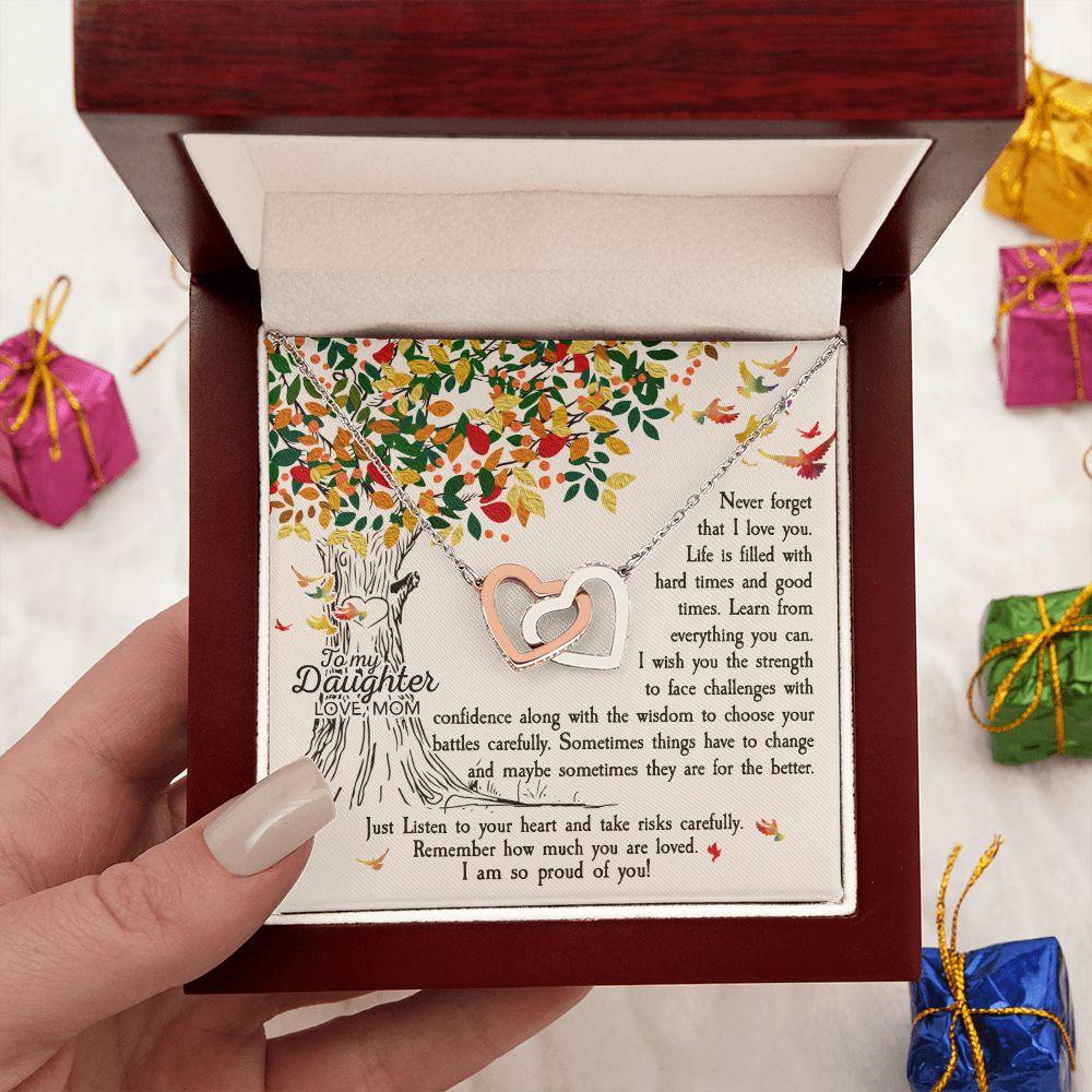 To My Daughter Never Forget That I Love You Interlocking Hearts Necklace - Mallard Moon Gift Shop
