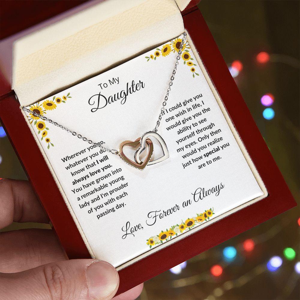 Daughter -Love Always - Interlocking Hearts Necklace - Mallard Moon Gift Shop