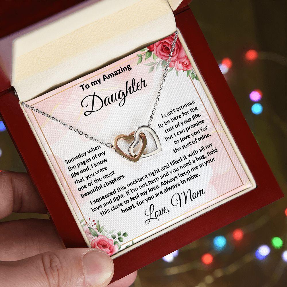 To My Amazing Daughter - I Promise to Love You - Interlocking Hearts Necklace - Mallard Moon Gift Shop