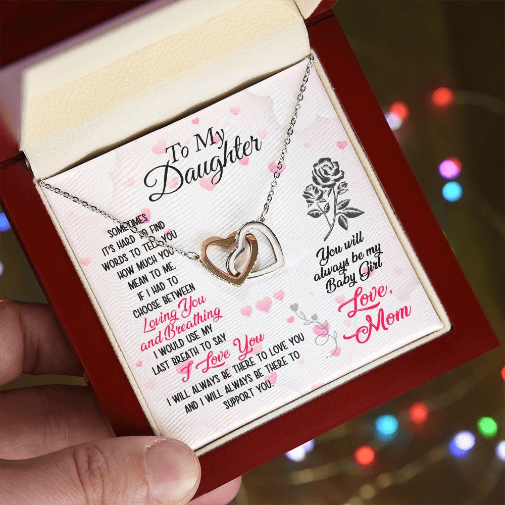 To My Daughter Loving and Breathing Interlocking Hearts Necklace - Mallard Moon Gift Shop