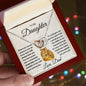 To My Daughter - Give You One Wish - Interlocking Hearts Necklace with Tiger Message Card Gift Box - Mallard Moon Gift Shop