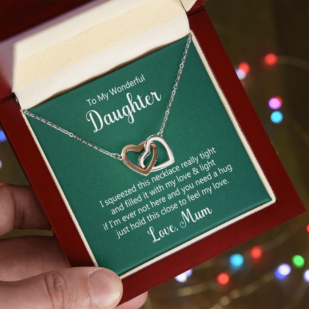 To My Wonderful Daughter Interlocking Hearts Necklace - Mallard Moon Gift Shop