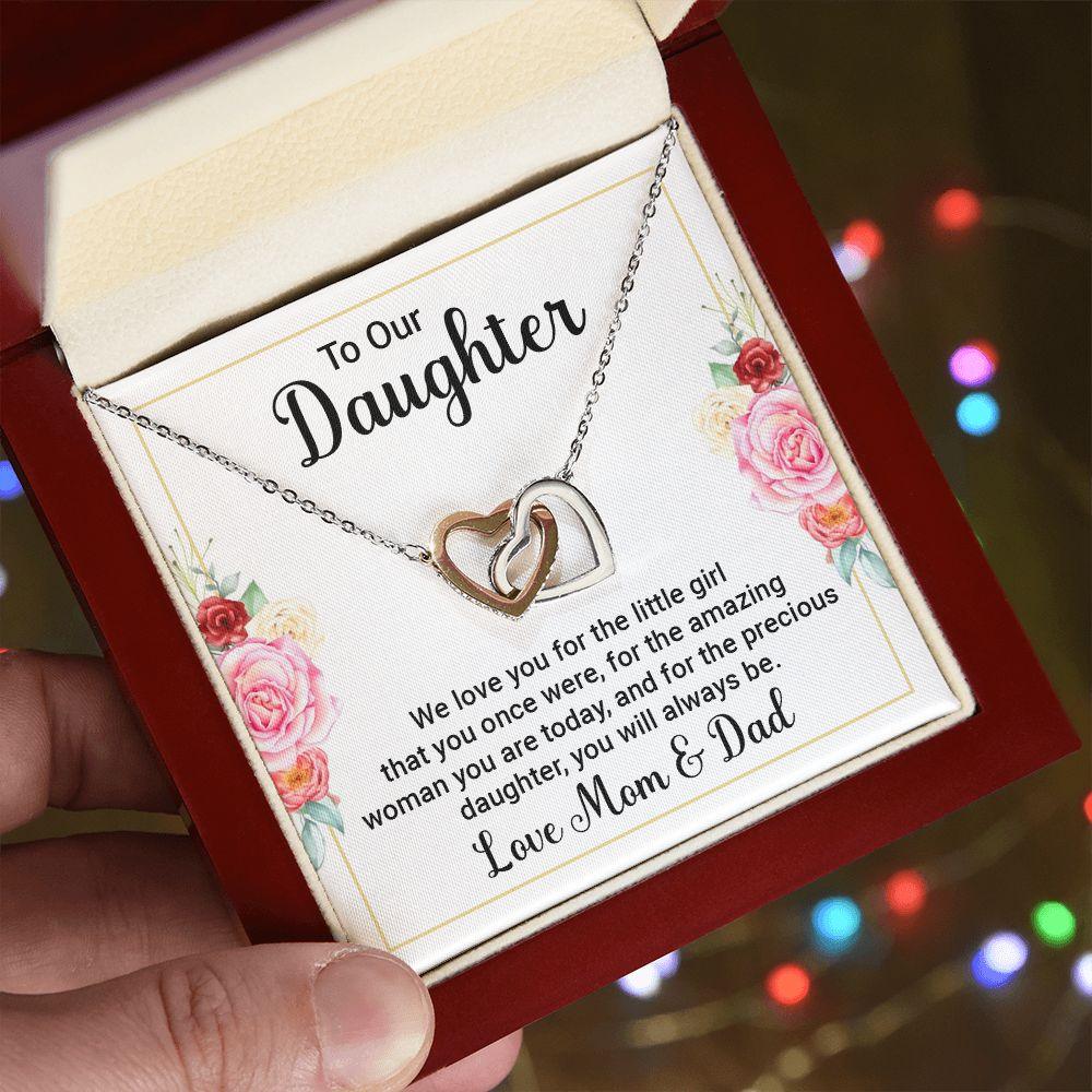 To Our Daughter, We Love You Interlocking Hearts Necklace - Mallard Moon Gift Shop