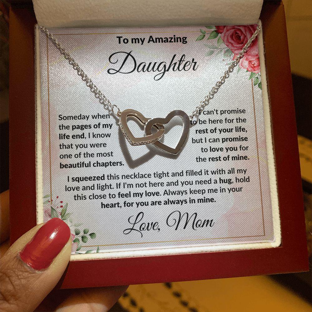 To My Amazing Daughter - I Promise to Love You - Interlocking Hearts Necklace - Mallard Moon Gift Shop