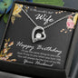 Birthday Gift for Wife CZ Heart Pendant Necklace with Message Card - Mallard Moon Gift Shop