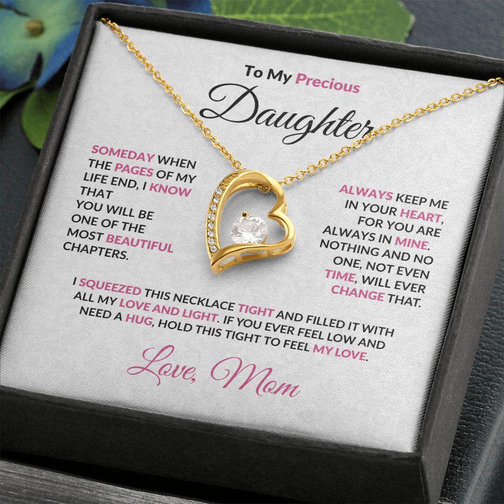 To My Precious Daughter Forever Love Heart Pendant Necklace with Message Card - Mallard Moon Gift Shop