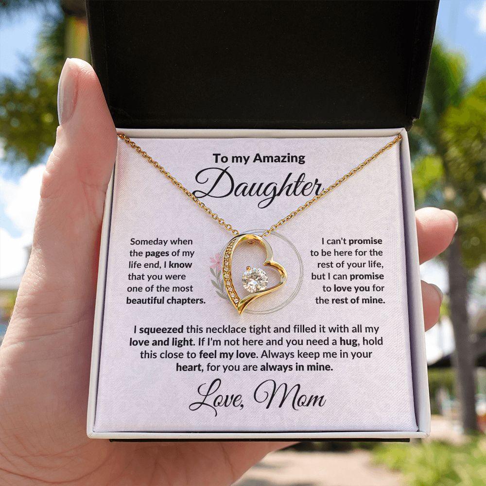 To My Amazing Daughter - I Promise - Forever Love Heart Necklace with Message Card and Gift Box - Mallard Moon Gift Shop