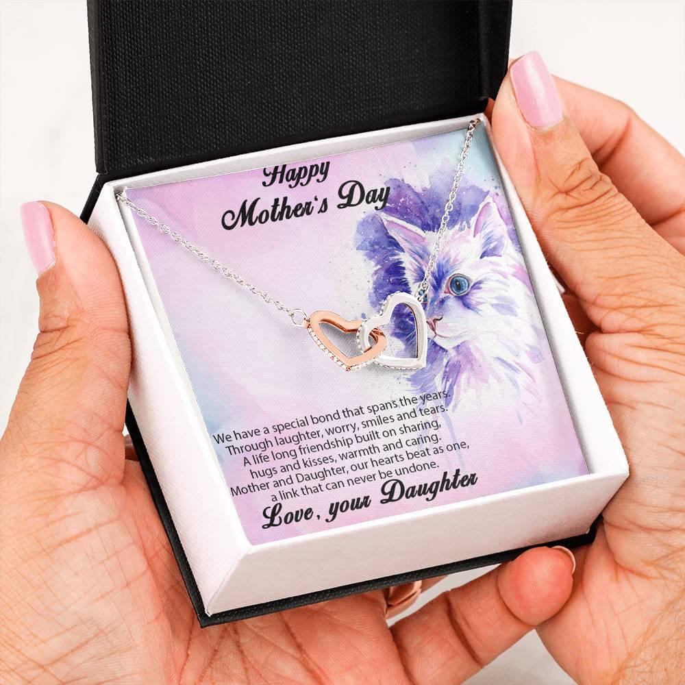 Mother's Day Gift from Daughter Gold and Silver Hearts Pendant Necklace with Message Card - Mallard Moon Gift Shop
