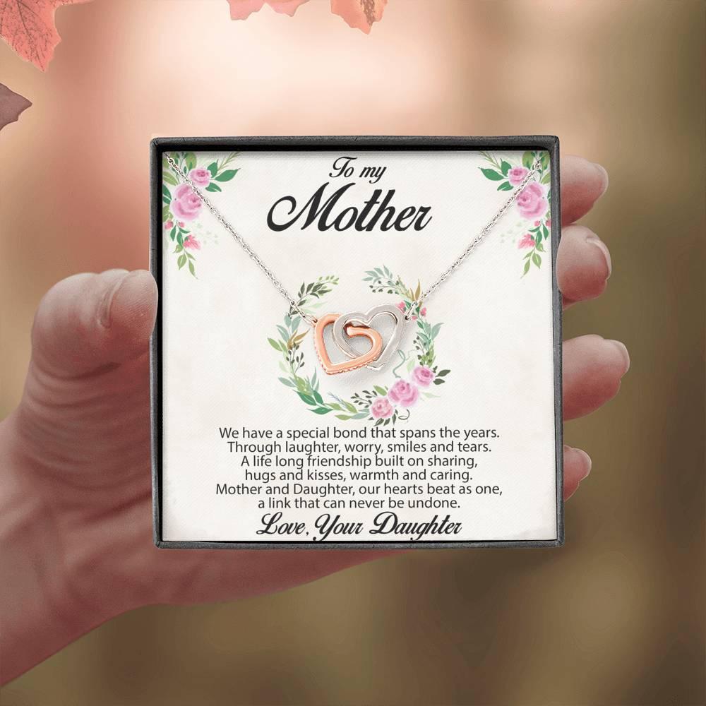 Gift for Mother Interlocking Hearts Pendant Necklace From Daughter Message Card Gift Box - Mallard Moon Gift Shop