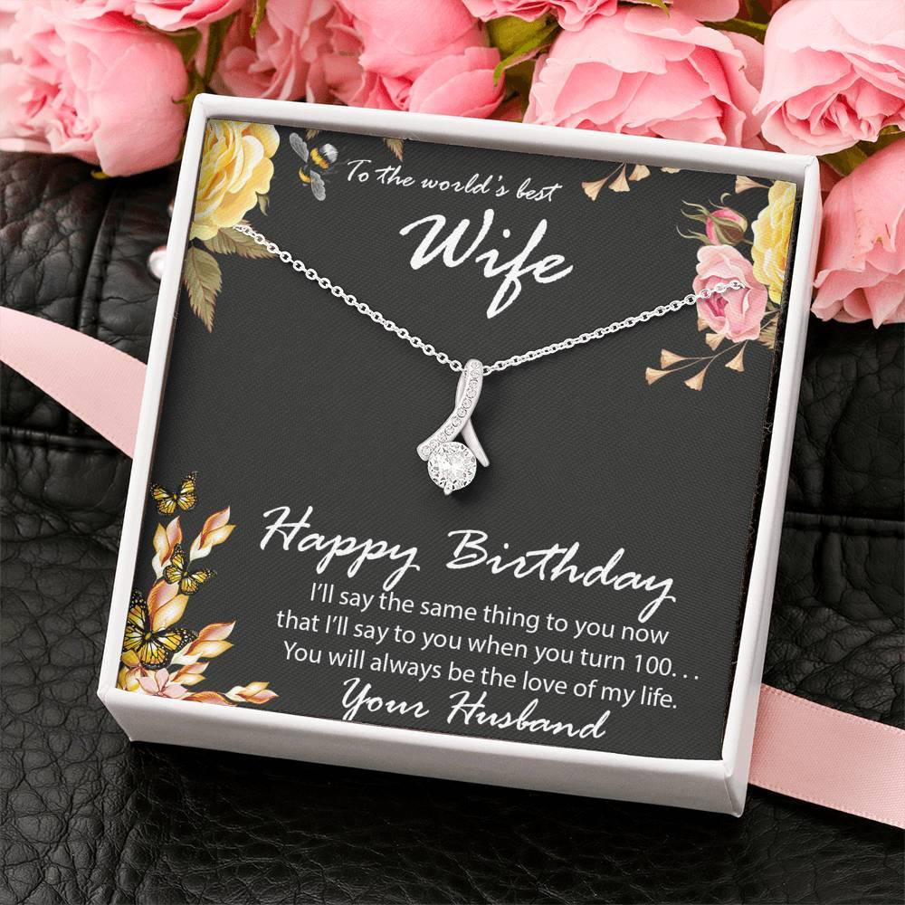 Birthday Gift for Wife CZ Pendant Necklace with Message Card - Mallard Moon Gift Shop