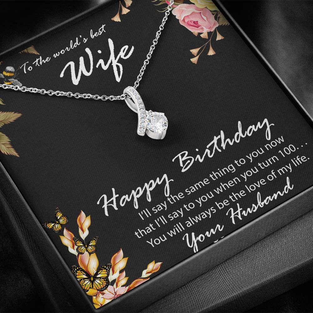 Birthday Gift for Wife CZ Pendant Necklace with Message Card - Mallard Moon Gift Shop