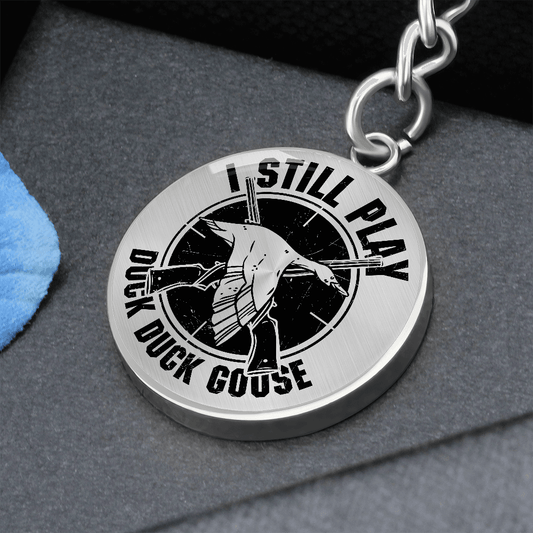 Duck Hunter Circle Keychain Custom Engraved Back - Mallard Moon Gift Shop