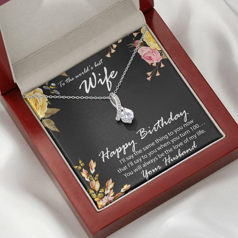 Birthday Gift for Wife CZ Pendant Necklace with Message Card - Mallard Moon Gift Shop