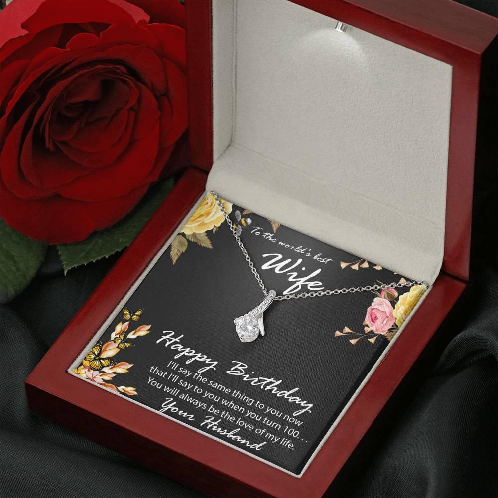 Birthday Gift for Wife CZ Pendant Necklace with Message Card - Mallard Moon Gift Shop