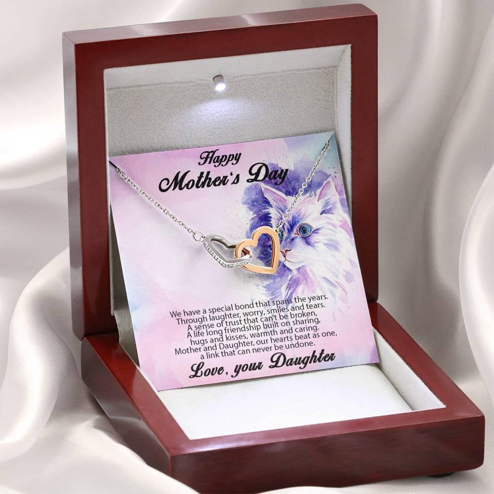 Mother's Day Gift from Daughter Gold and Silver Hearts Pendant Necklace in Message Card Gift Box - Mallard Moon Gift Shop