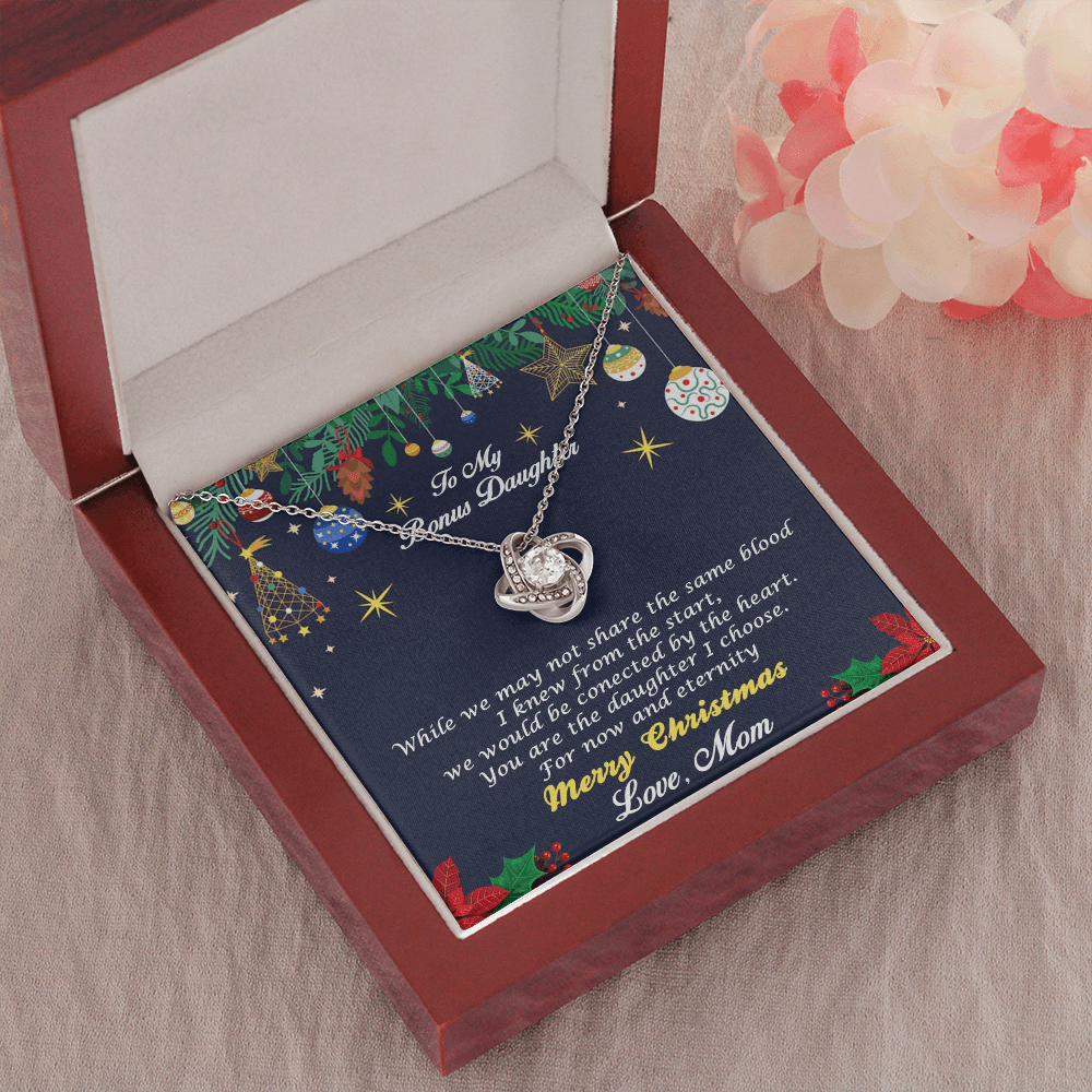 Bonus Daughter Pendant Necklace Christmas Message Card and Gift Box from Mom - Mallard Moon Gift Shop