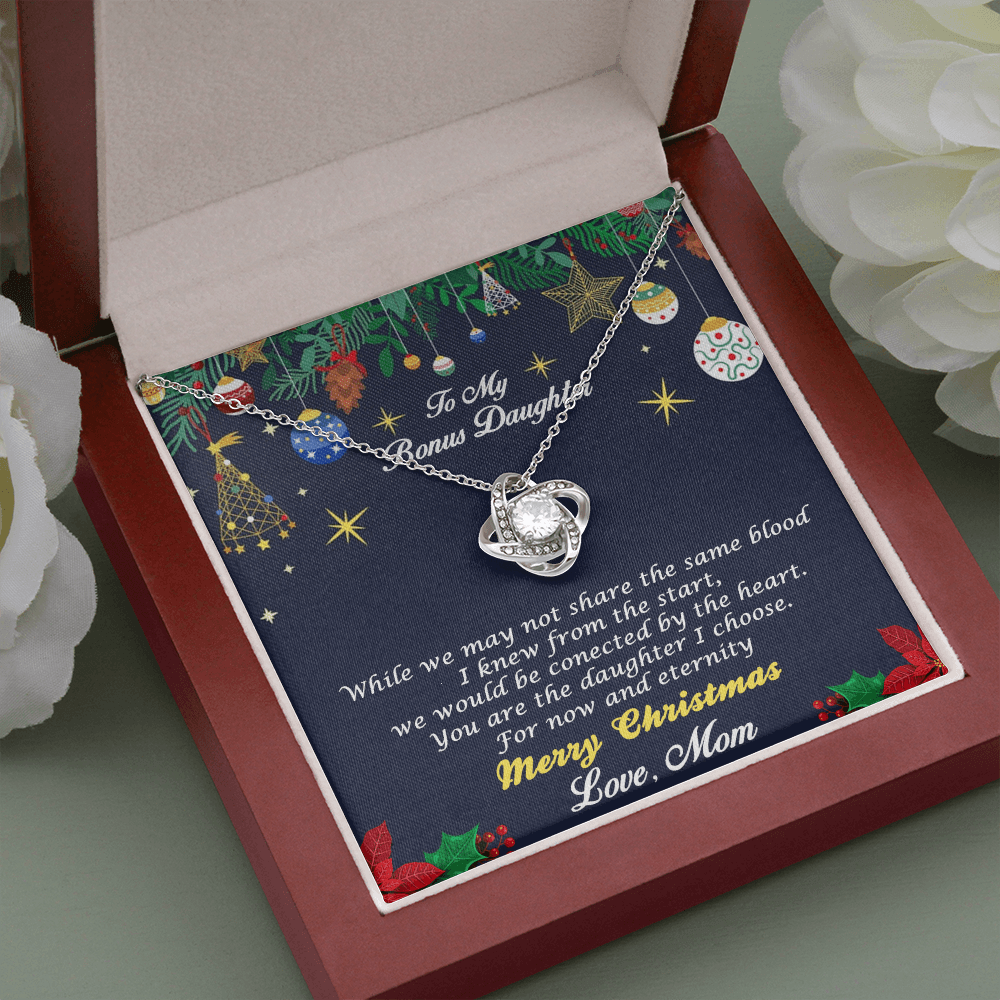 Bonus Daughter Pendant Necklace Christmas Message Card and Gift Box from Mom - Mallard Moon Gift Shop
