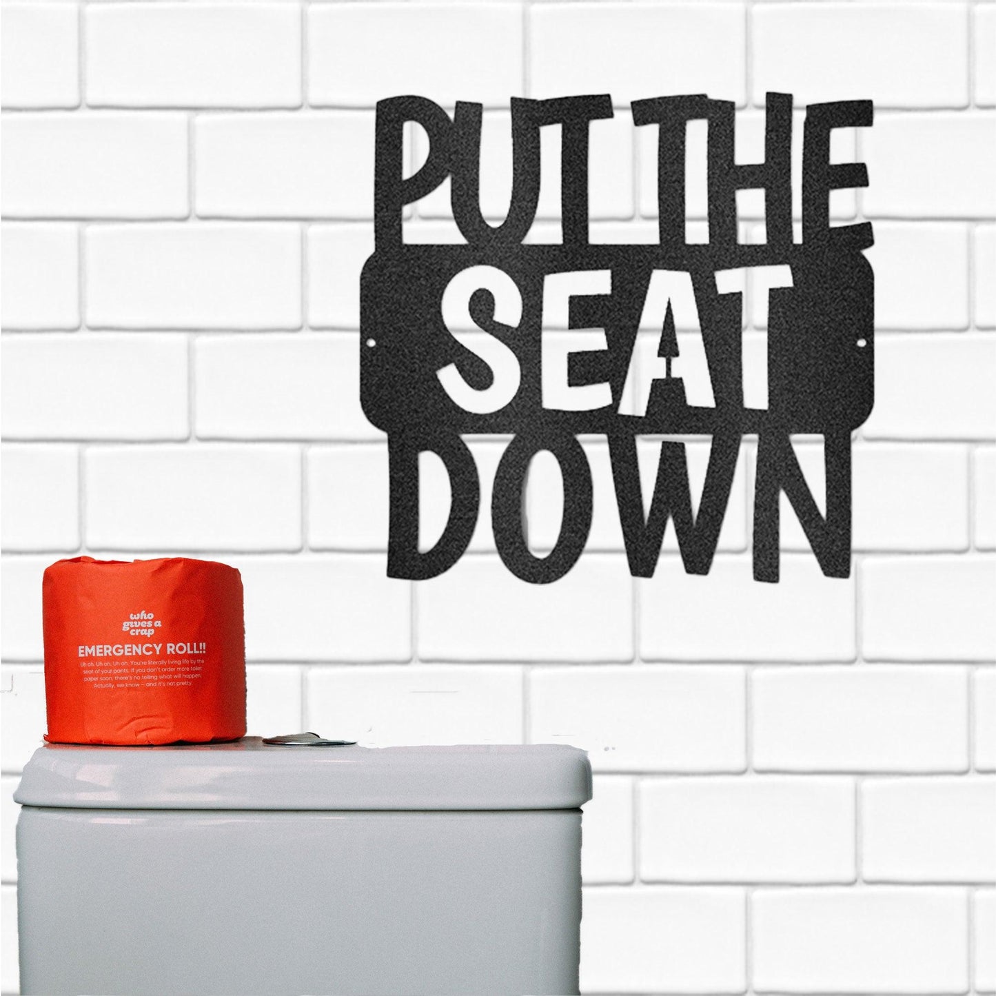 Put the Seat Down Quote Steel Bathroom Wall Sign - Mallard Moon Gift Shop