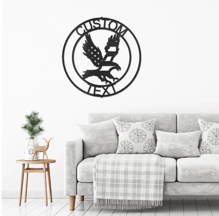 Eagle Personalized Patriotic Metal Art Wall Sign - Mallard Moon Gift Shop