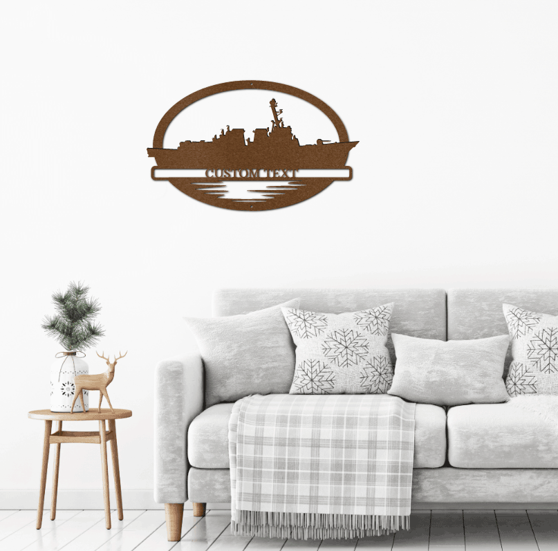 Navy Battleship USS Bulkeley Silhouette Custom Metal Art Wall Sign - Mallard Moon Gift Shop