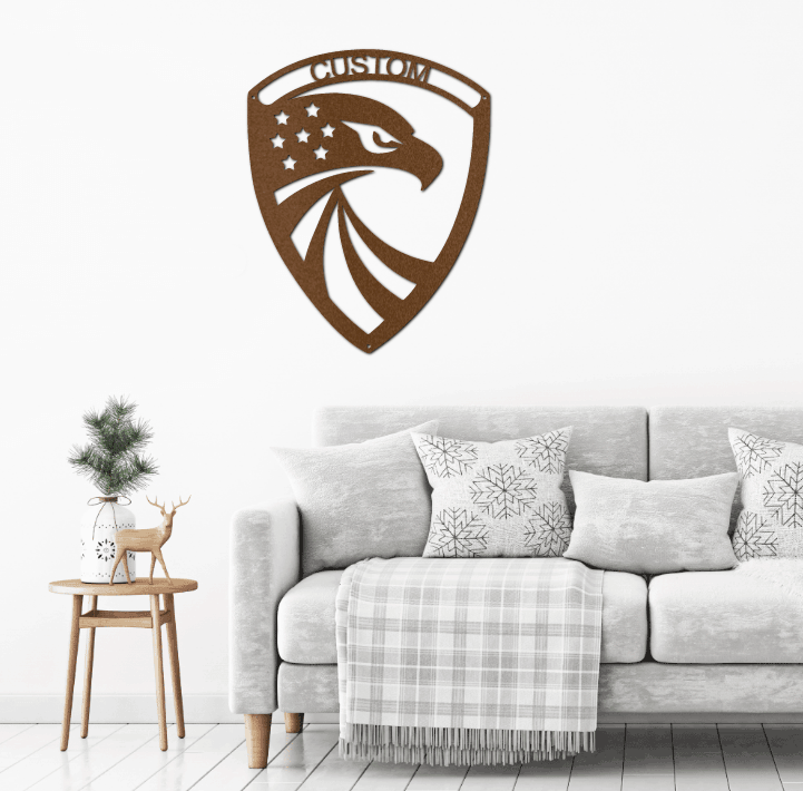 Eagle Custom Name Metal Art Wall Sign - Mallard Moon Gift Shop