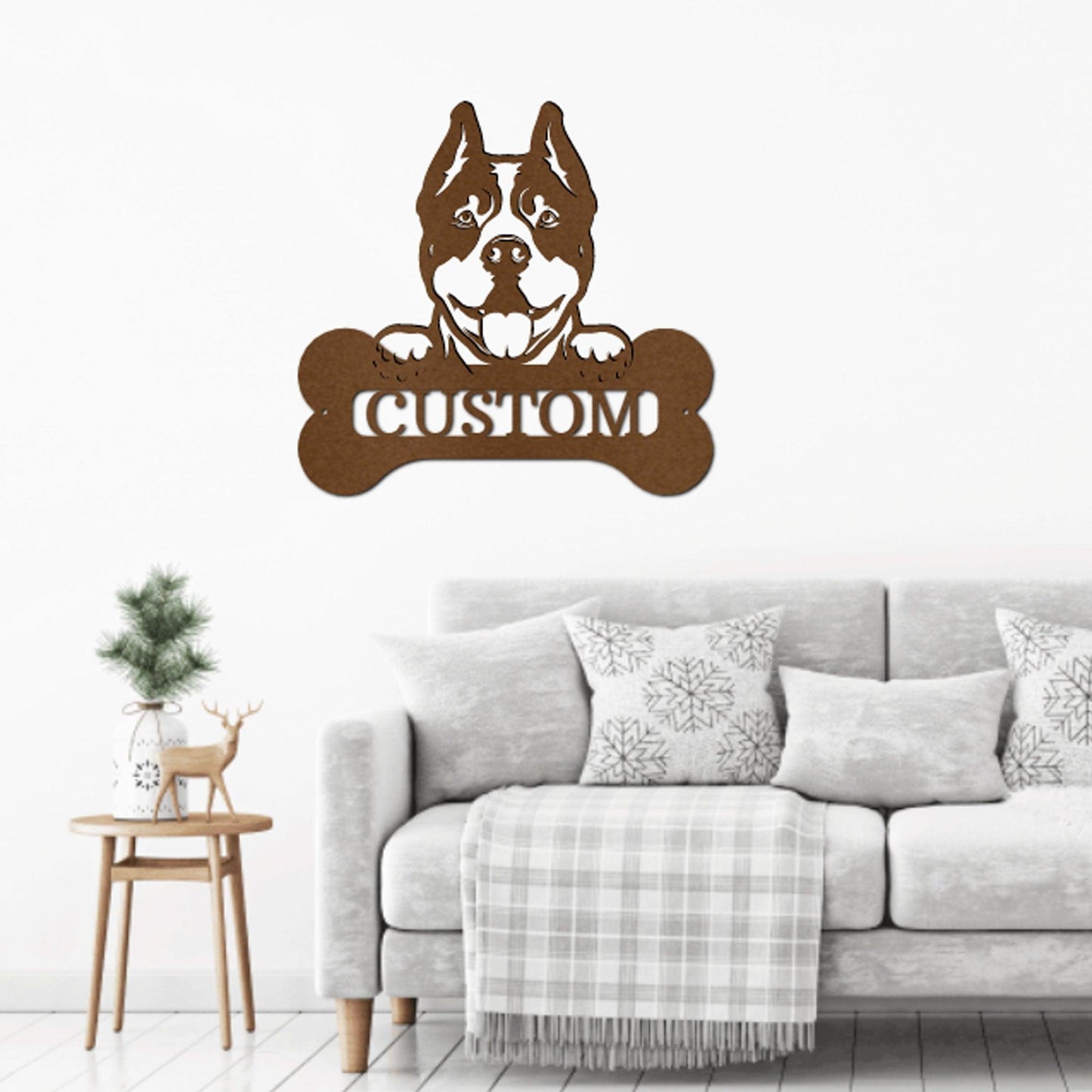 Pit Bull Dog Custom Name Metal Art Wall Sign - Mallard Moon Gift Shop