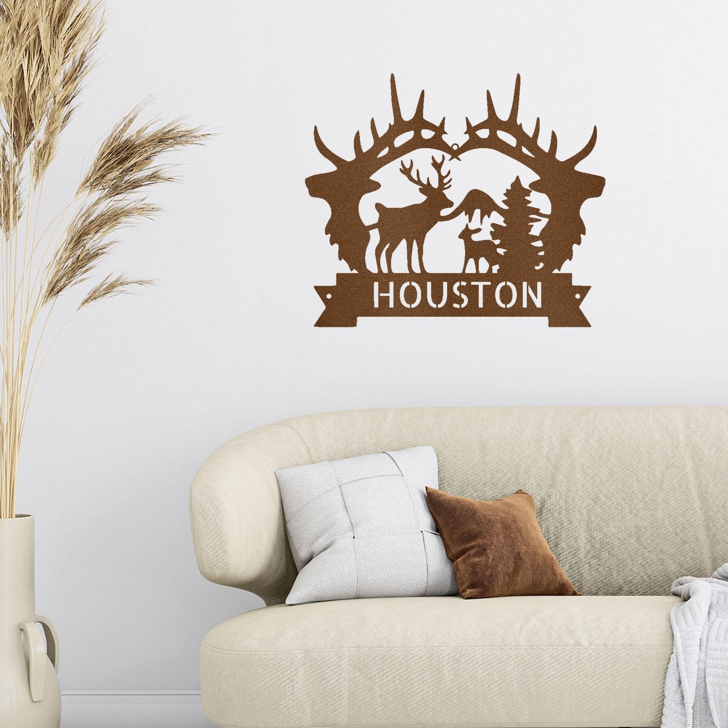 Big Deer Antler Personalized Name Metal Art Wall Sign - Mallard Moon Gift Shop