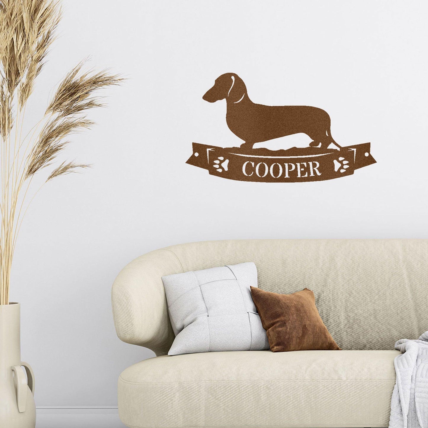Dachshund Shorthaired Banner Custom Name Metal Art Wall sign - Mallard Moon Gift Shop