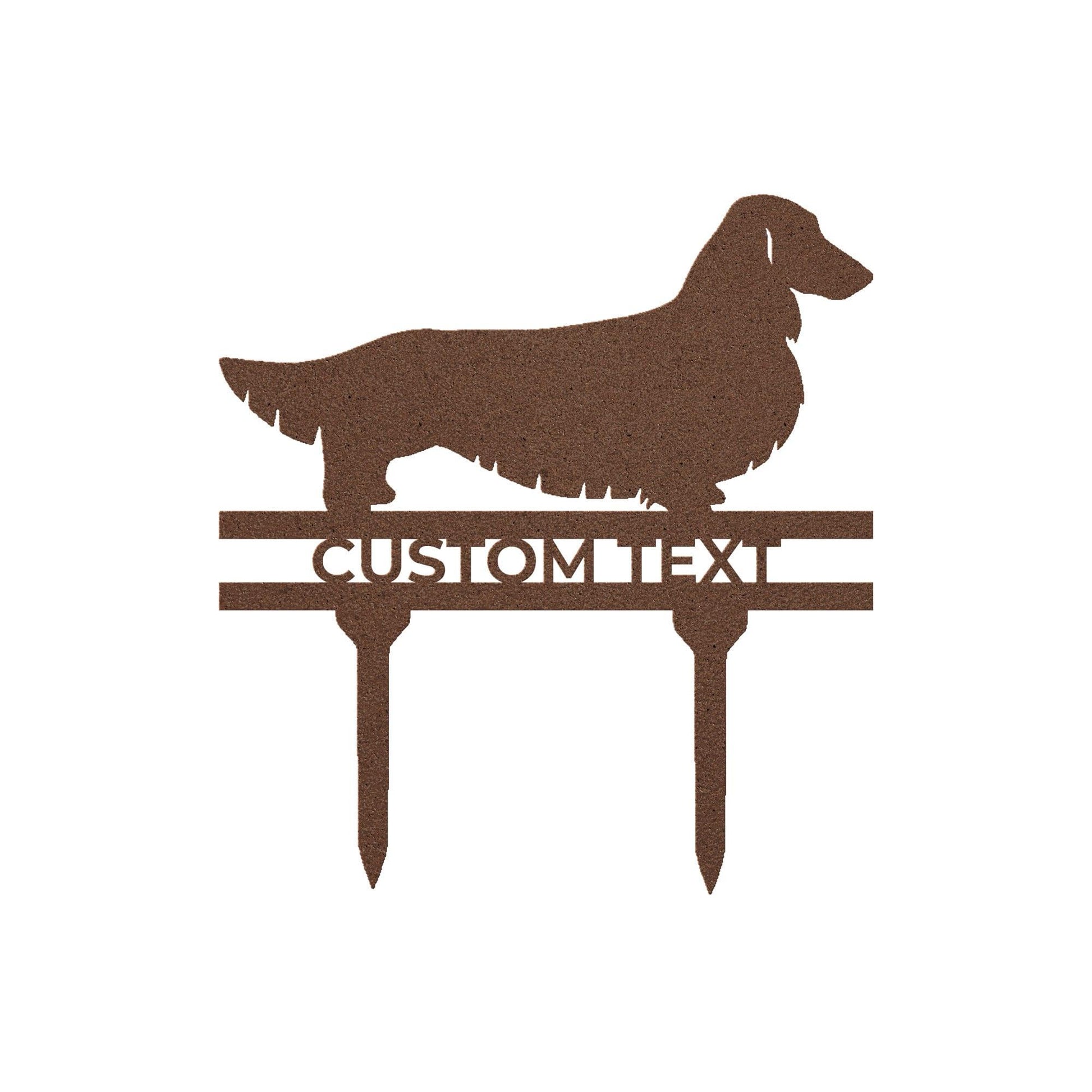 Dachshund Long Haired Custom Address, Name Metal Yard Sign - Mallard Moon Gift Shop