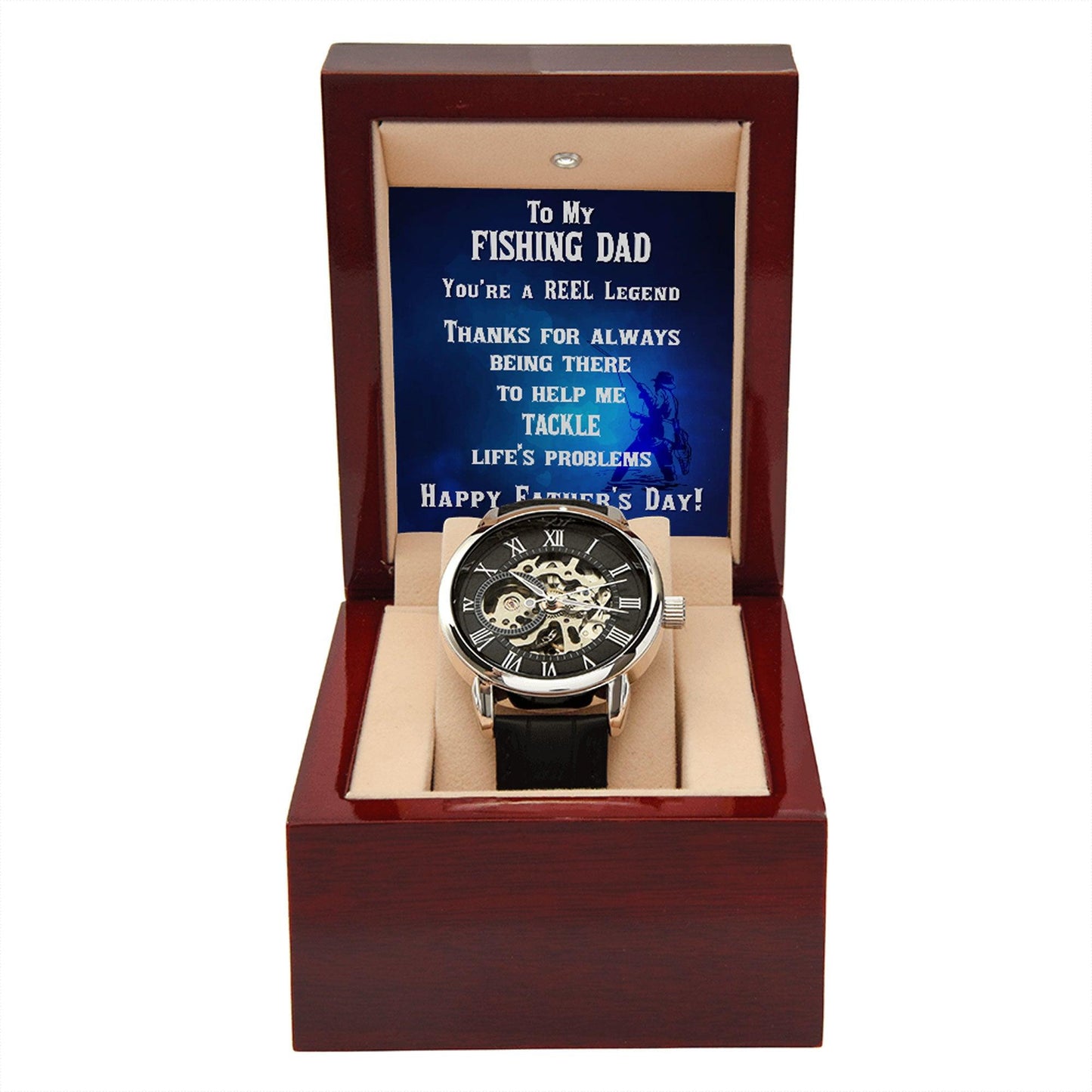 Father's Day Gift for a Fisherman Dad Openwork Watch - Mallard Moon Gift Shop