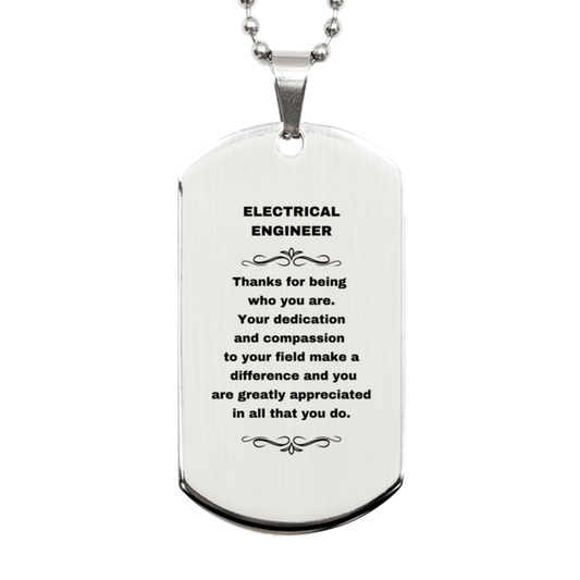 Electrical Engineer Silver Dog Tag Necklace Engraved Bracelet - Thanks for being who you are - Birthday Christmas Jewelry Gifts Coworkers Colleague Boss - Mallard Moon Gift Shop