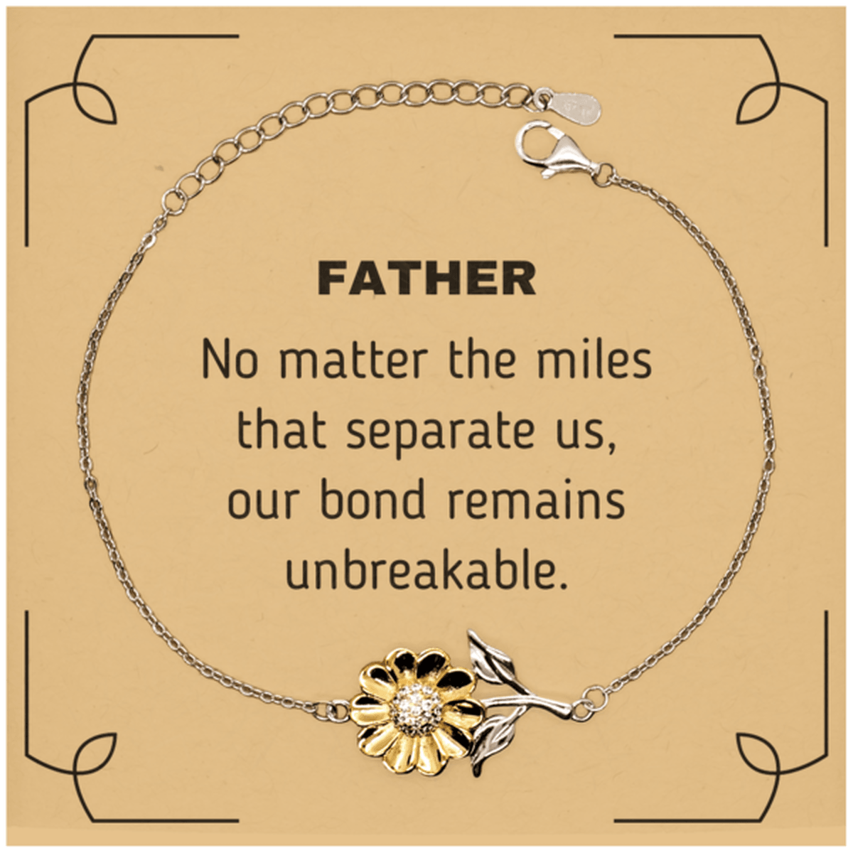 Father Long Distance Relationship Gifts, No matter the miles that separate us, Cute Love Sunflower Bracelet For Father, Birthday Christmas Unique Gifts For Father - Mallard Moon Gift Shop
