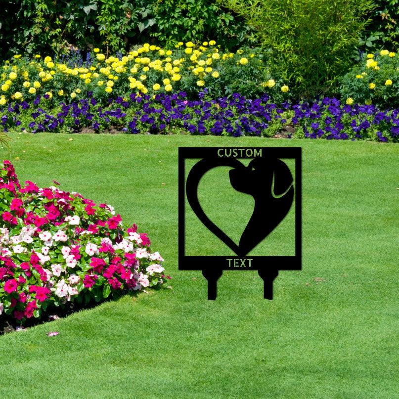 Dog Love Custom Address or Name Yard Garden Lawn Metal Stake Sign - Mallard Moon Gift Shop