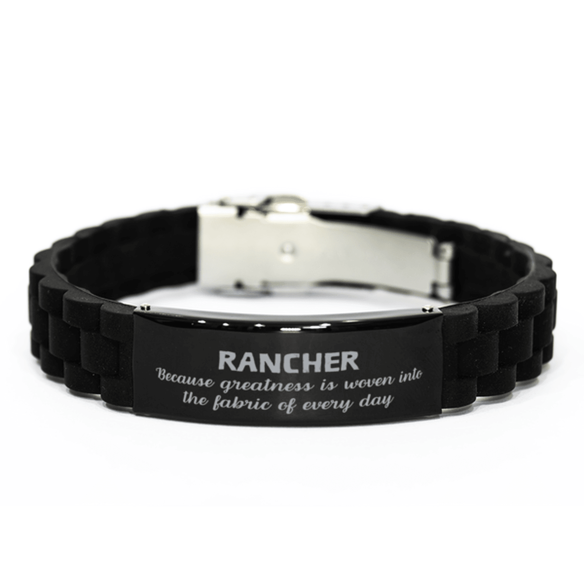 Sarcastic Rancher Black Glidelock Clasp Bracelet Gifts, Christmas Holiday Gifts for Rancher Birthday, Rancher: Because greatness is woven into the fabric of every day, Coworkers, Friends - Mallard Moon Gift Shop