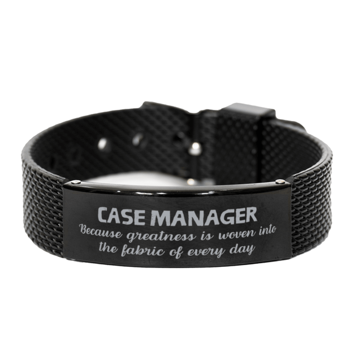 Sarcastic Case Manager Black Shark Mesh Bracelet Gifts, Christmas Holiday Gifts for Case Manager Birthday, Case Manager: Because greatness is woven into the fabric of every day, Coworkers, Friends - Mallard Moon Gift Shop