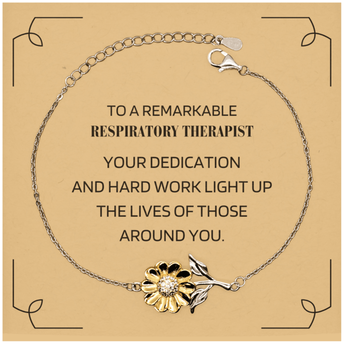 Remarkable Respiratory Therapist Gifts, Your dedication and hard work, Inspirational Birthday Christmas Unique Sunflower Bracelet For Respiratory Therapist, Coworkers, Men, Women, Friends - Mallard Moon Gift Shop