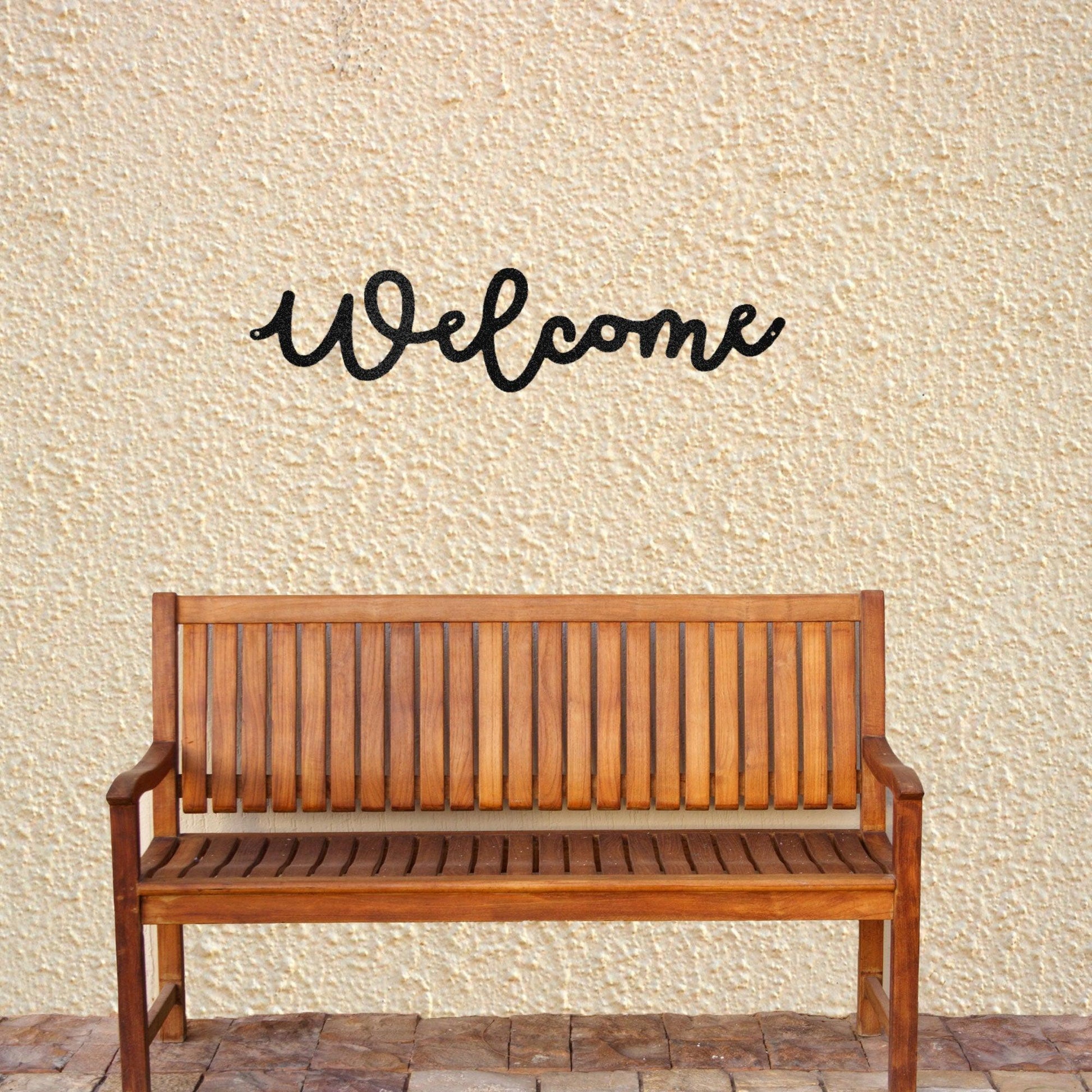 Welcome Script Indoor Outdoor Steel Wall Sign - Mallard Moon Gift Shop