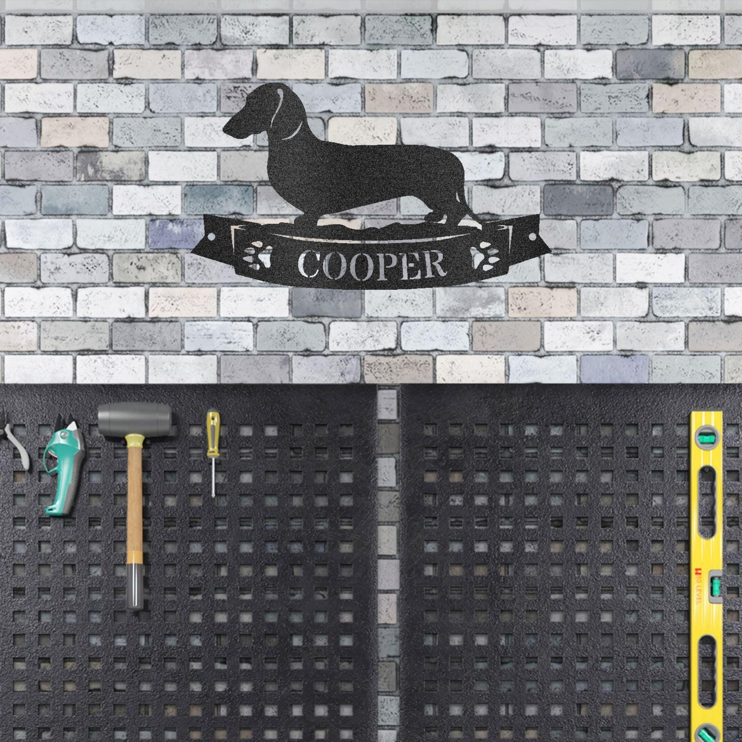 Dachshund Shorthaired Banner Custom Name Metal Art Wall sign - Mallard Moon Gift Shop
