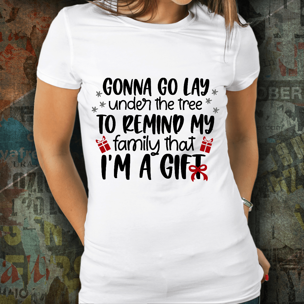 Funny Christmas Tee Shirt -Gonna lay under the tree - Mallard Moon Gift Shop