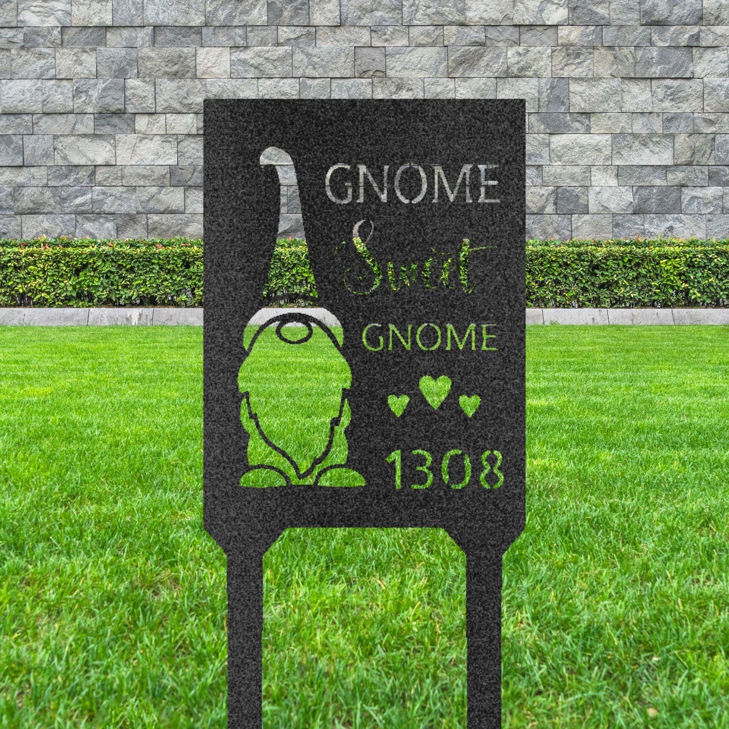 Gnome Sweet Home Custom Address Garden Lawn Steel Stake - Mallard Moon Gift Shop