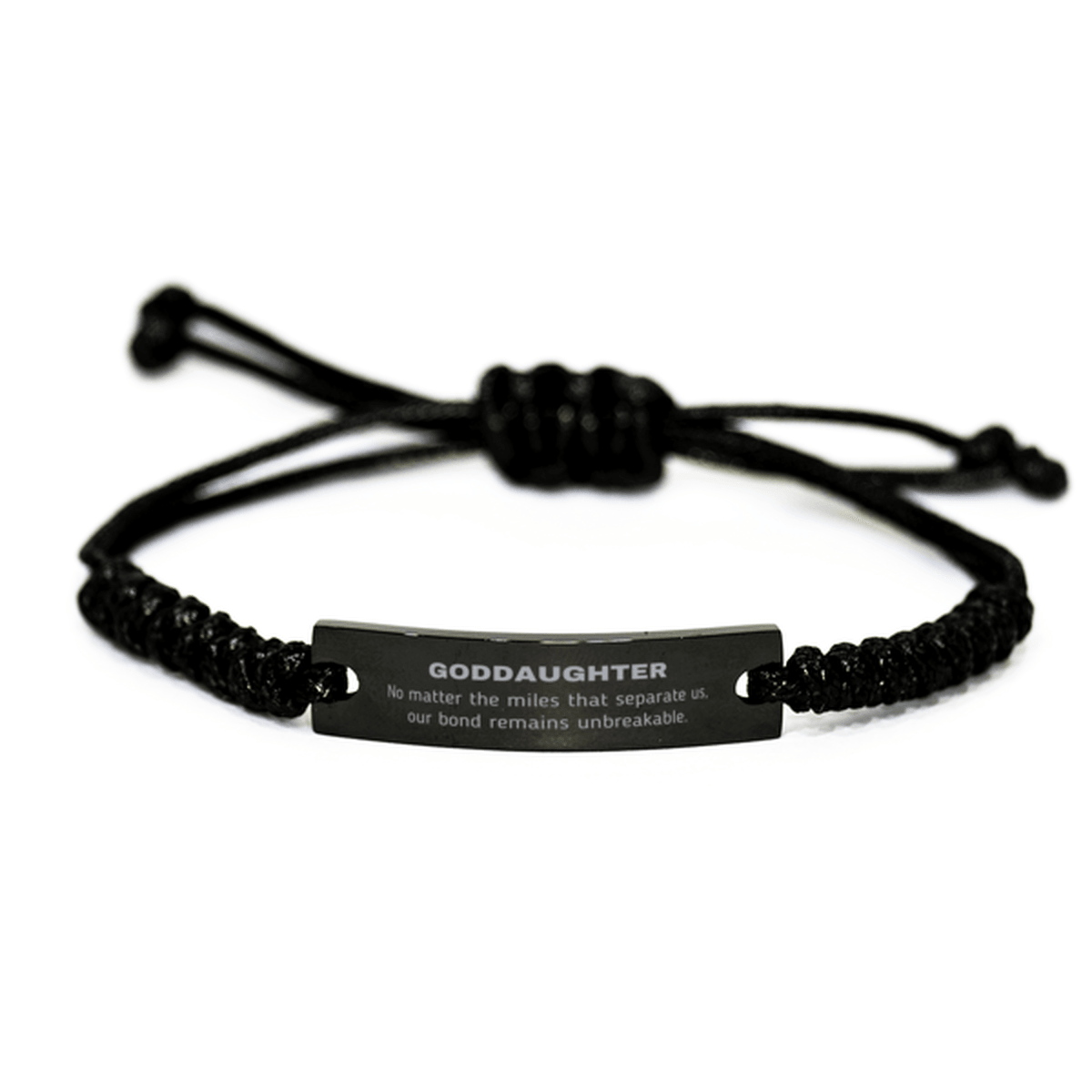 Goddaughter Long Distance Relationship Gifts, No matter the miles that separate us, Cute Love Black Rope Bracelet For Goddaughter, Birthday Christmas Unique Gifts For Goddaughter - Mallard Moon Gift Shop